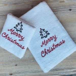 COPPIA DI ASCIUGAMANI (420gr) ALBERINO - NATALE