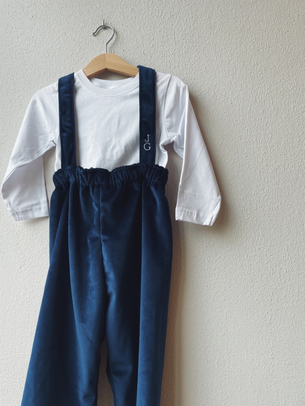 PANTALONE CON BRETELLE IN VELLUTO