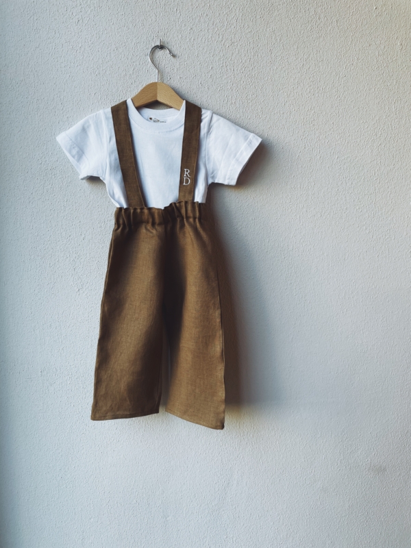 PANTALONE CON BRETELLE IN LINO