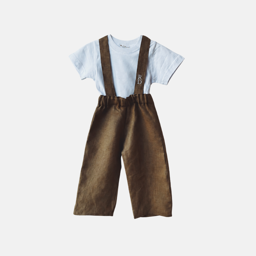 PANTALONE CON BRETELLE IN LINO