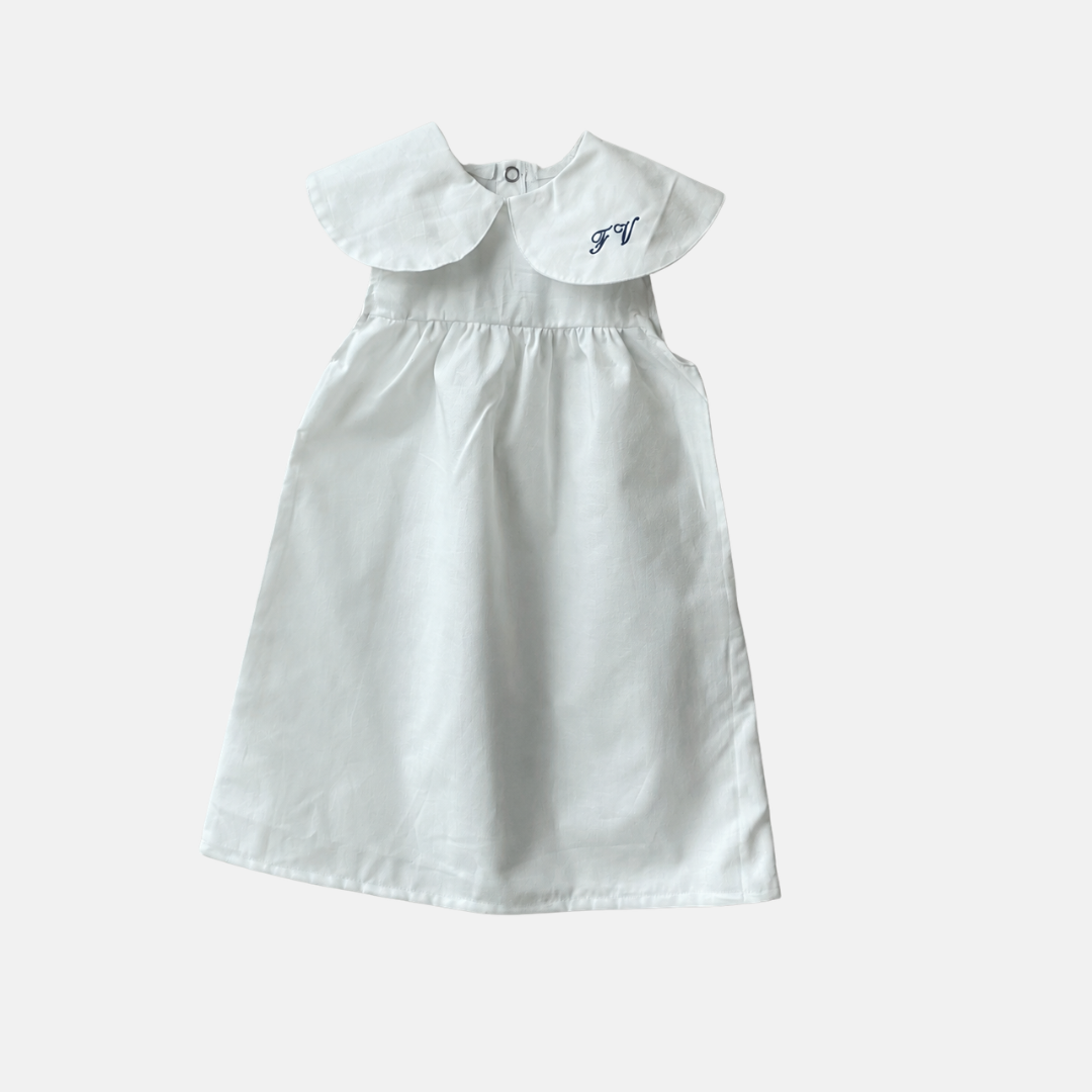 VESTITO MAXI COLLETTO IN COTONE TINTA UNITA