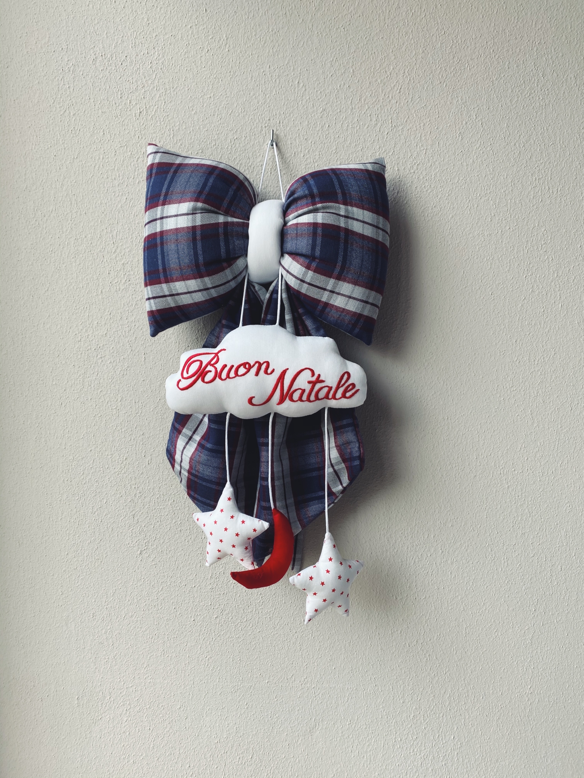 FIOCCO PORTA ricamo: BUON NATALE