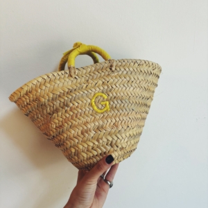 BORSA PAGLIA PICCOLA ricamo: G