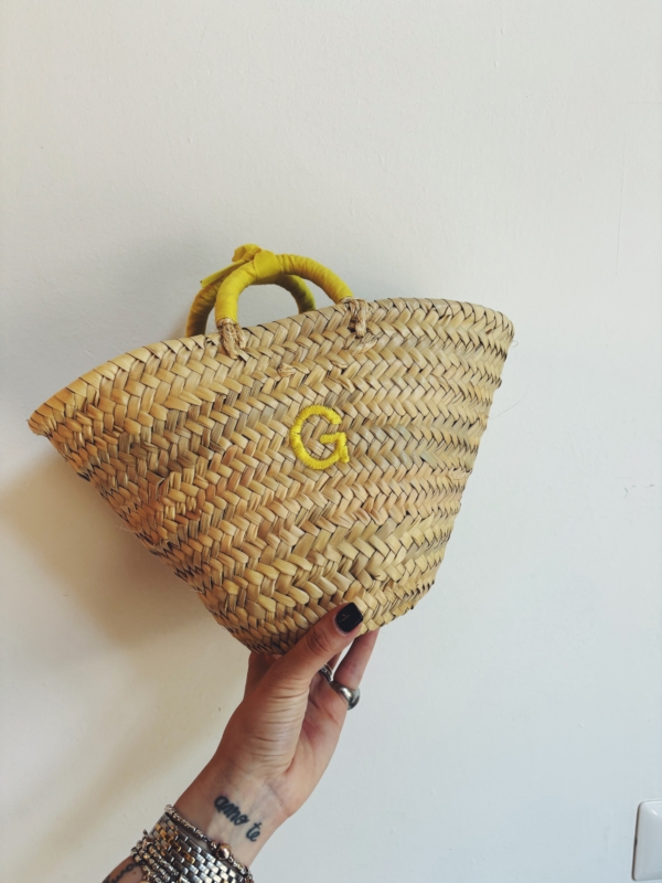 BORSA PAGLIA PICCOLA ricamo: G