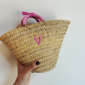 BORSA PAGLIA PICCOLA ricamo: V