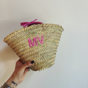 BORSA PAGLIA PICCOLA ricamo: MV