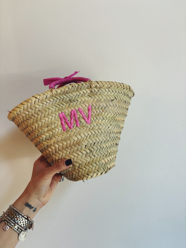BORSA PAGLIA PICCOLA ricamo: MV