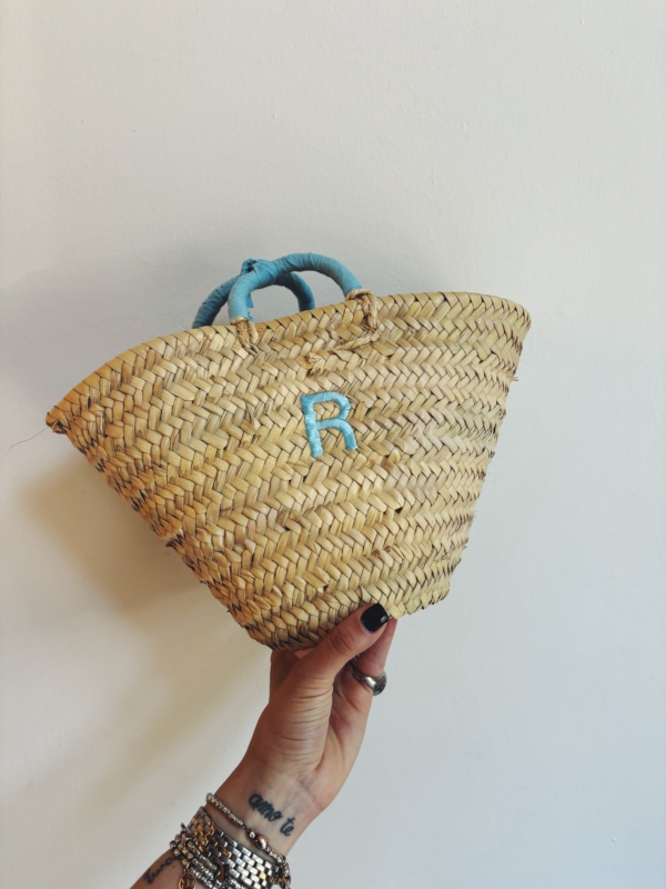 BORSA PAGLIA PICCOLA ricamo: R