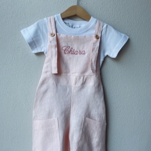 SALOPETTE CORTA LINO 92cm ricamo: CHIARA