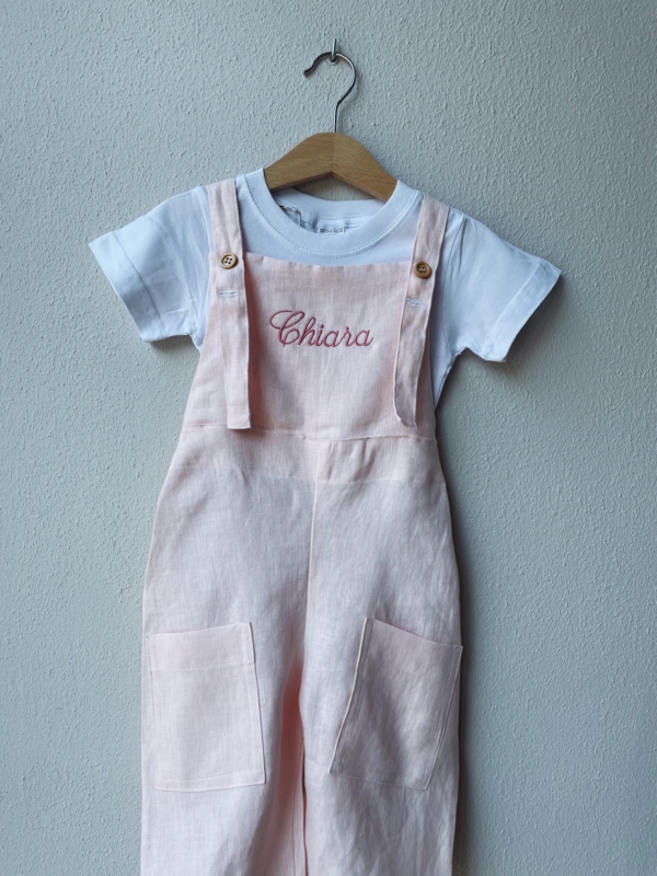 SALOPETTE CORTA LINO 92cm ricamo: CHIARA