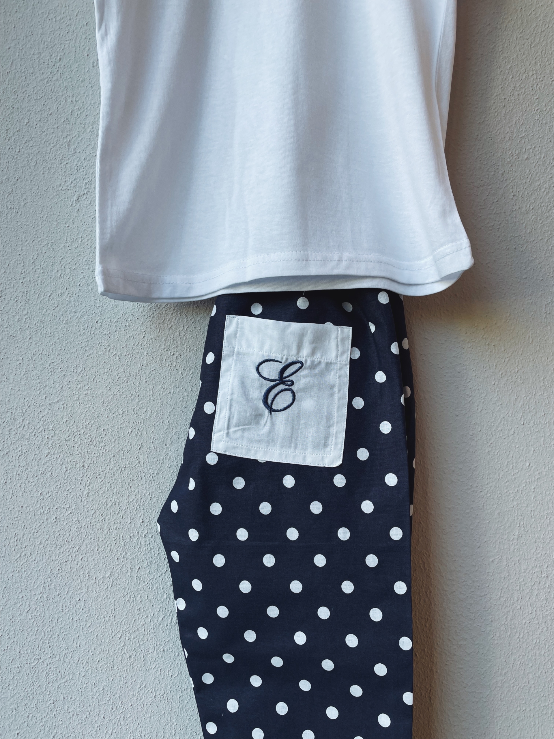 PANTALONE IN COTONE FANTASIA CON TASCA RICAMATA