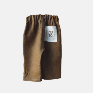 PANTALONE IN LINO CON TASCA RICAMATA