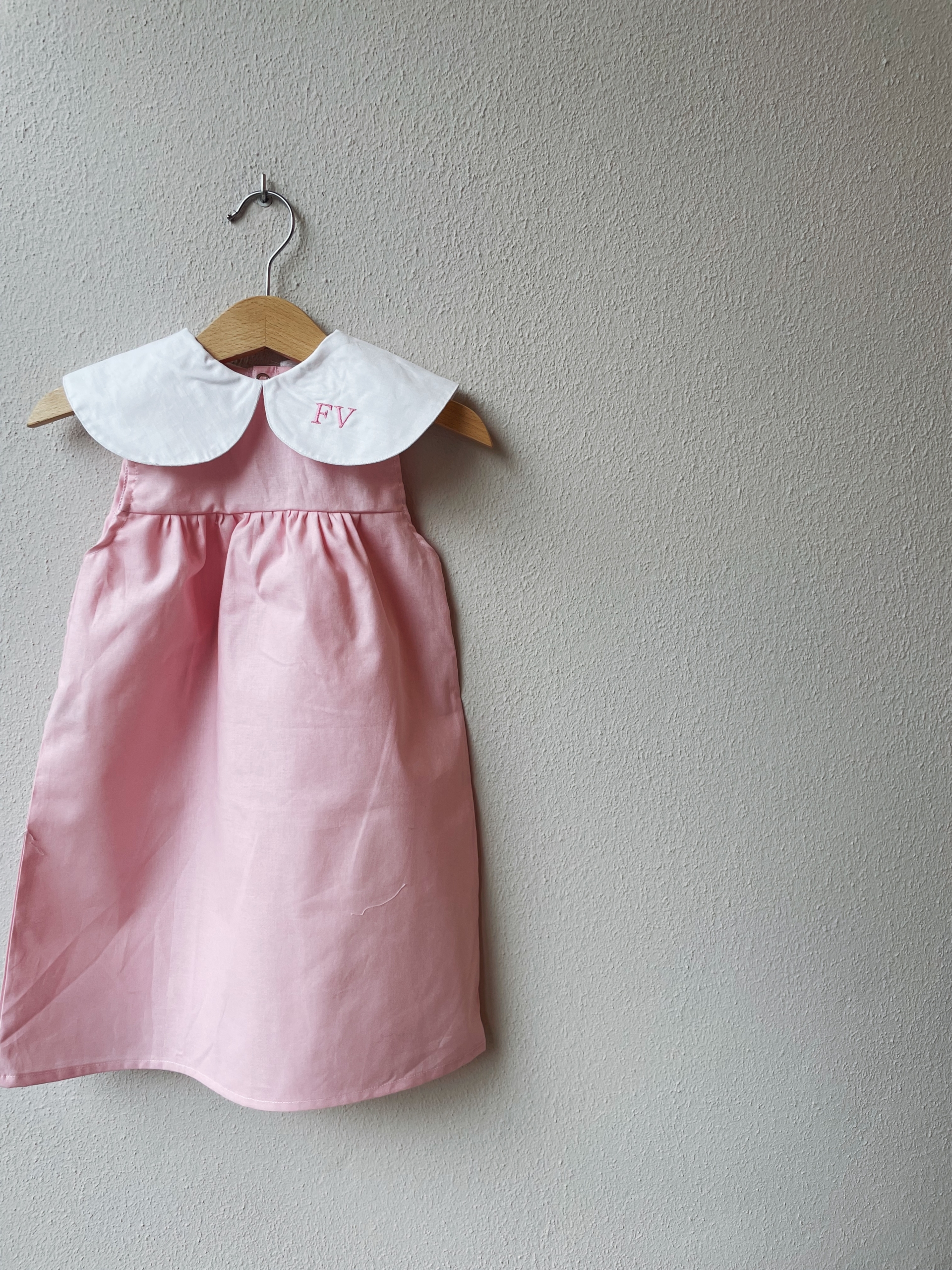 VESTITO MAXI COLLETTO IN COTONE TINTA UNITA