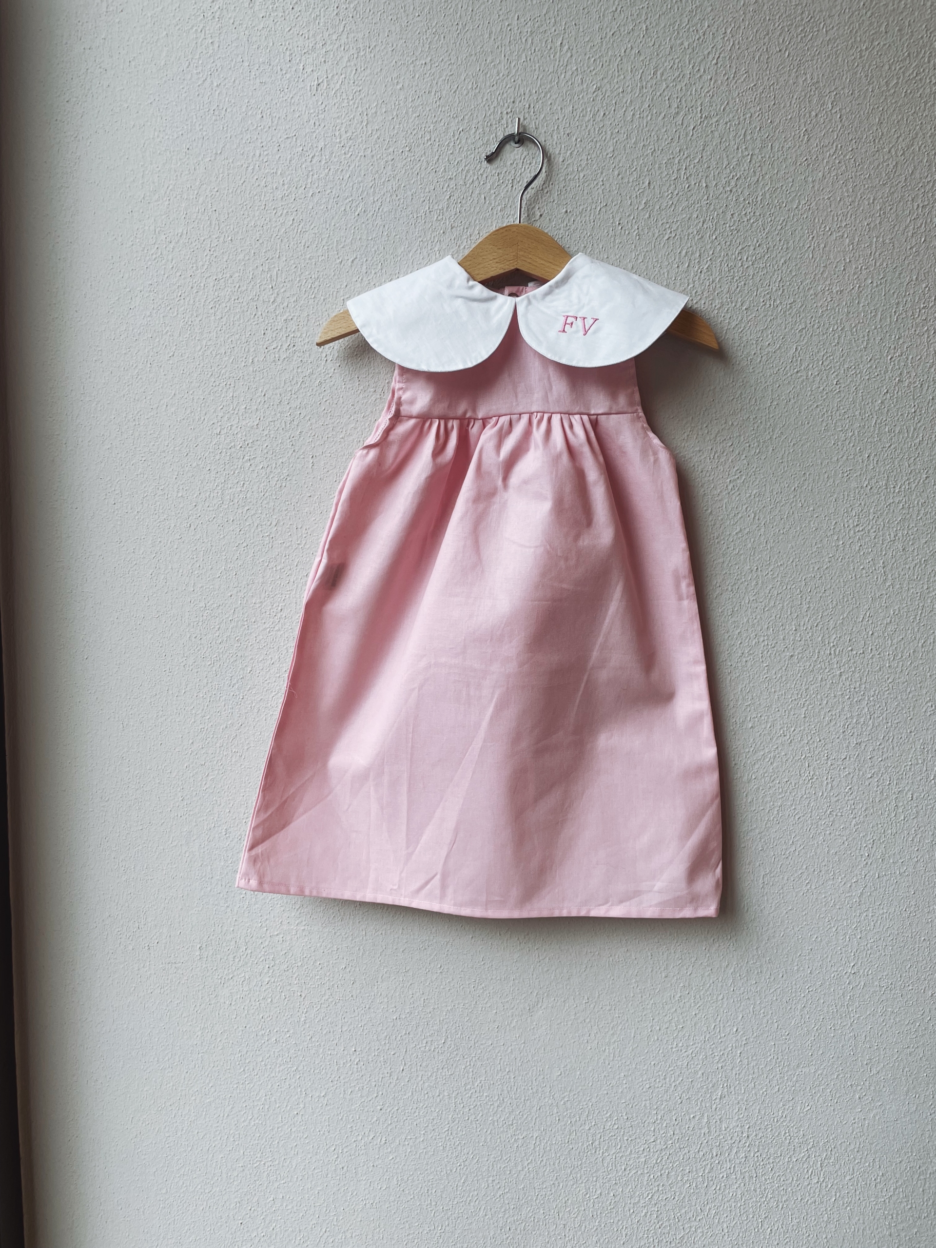 VESTITO MAXI COLLETTO IN COTONE TINTA UNITA
