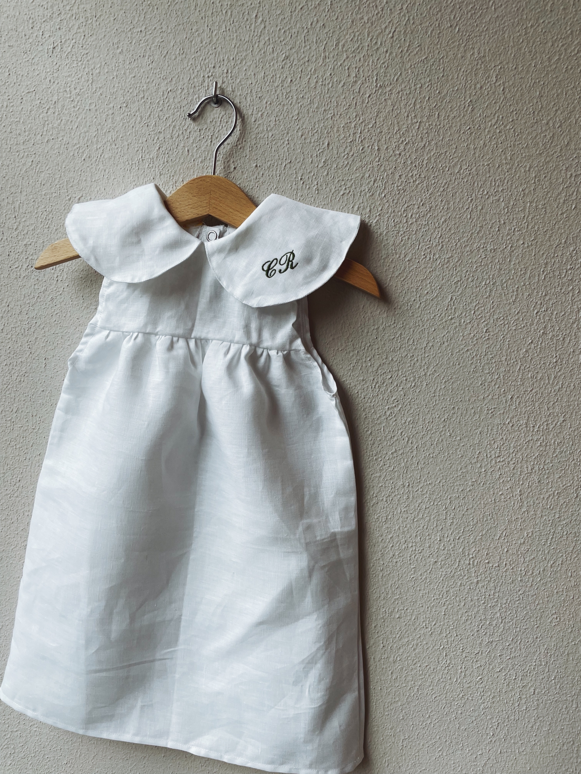 VESTITO MAXI COLLETTO IN COTONE TINTA UNITA