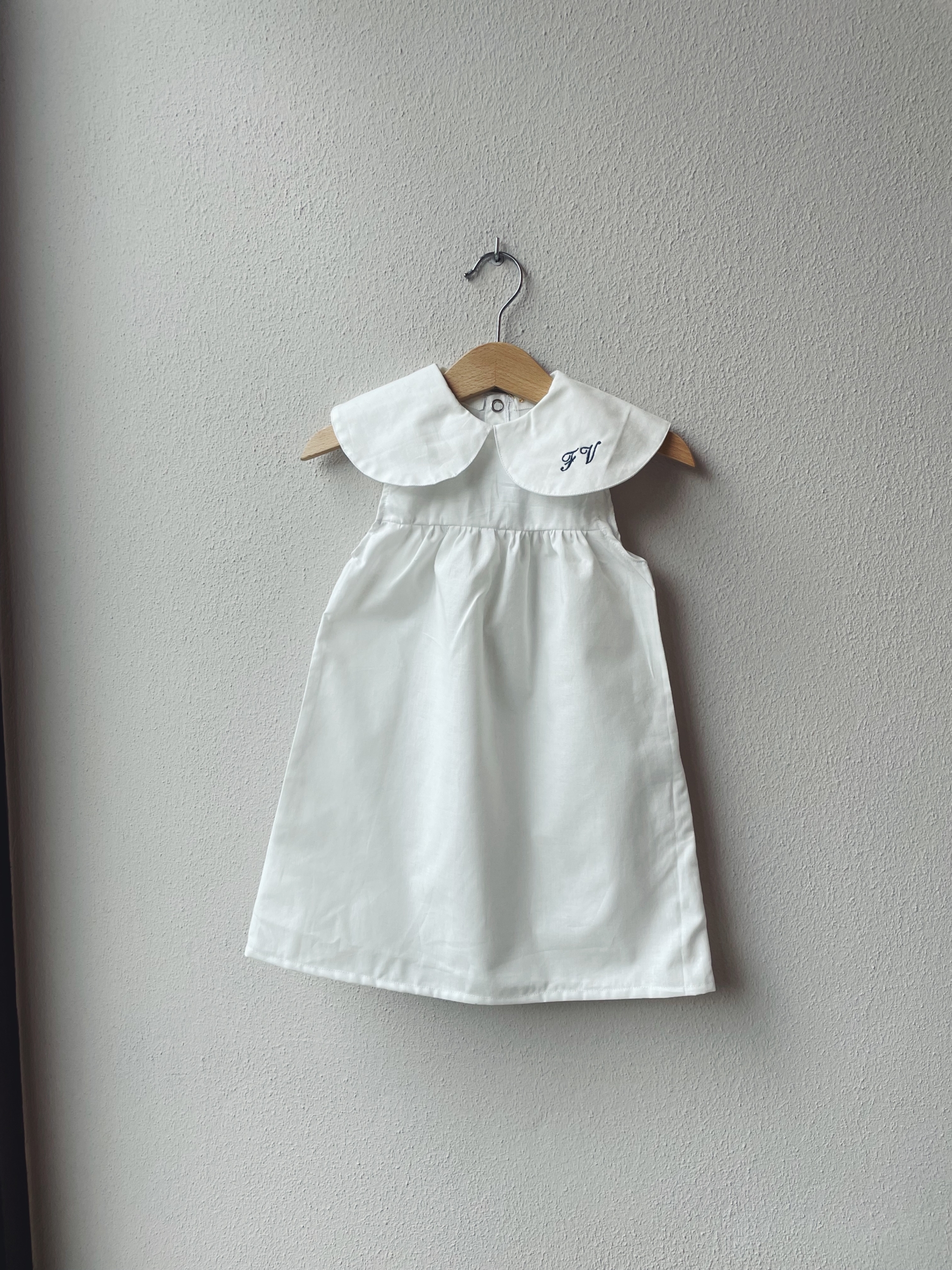VESTITO MAXI COLLETTO IN COTONE TINTA UNITA