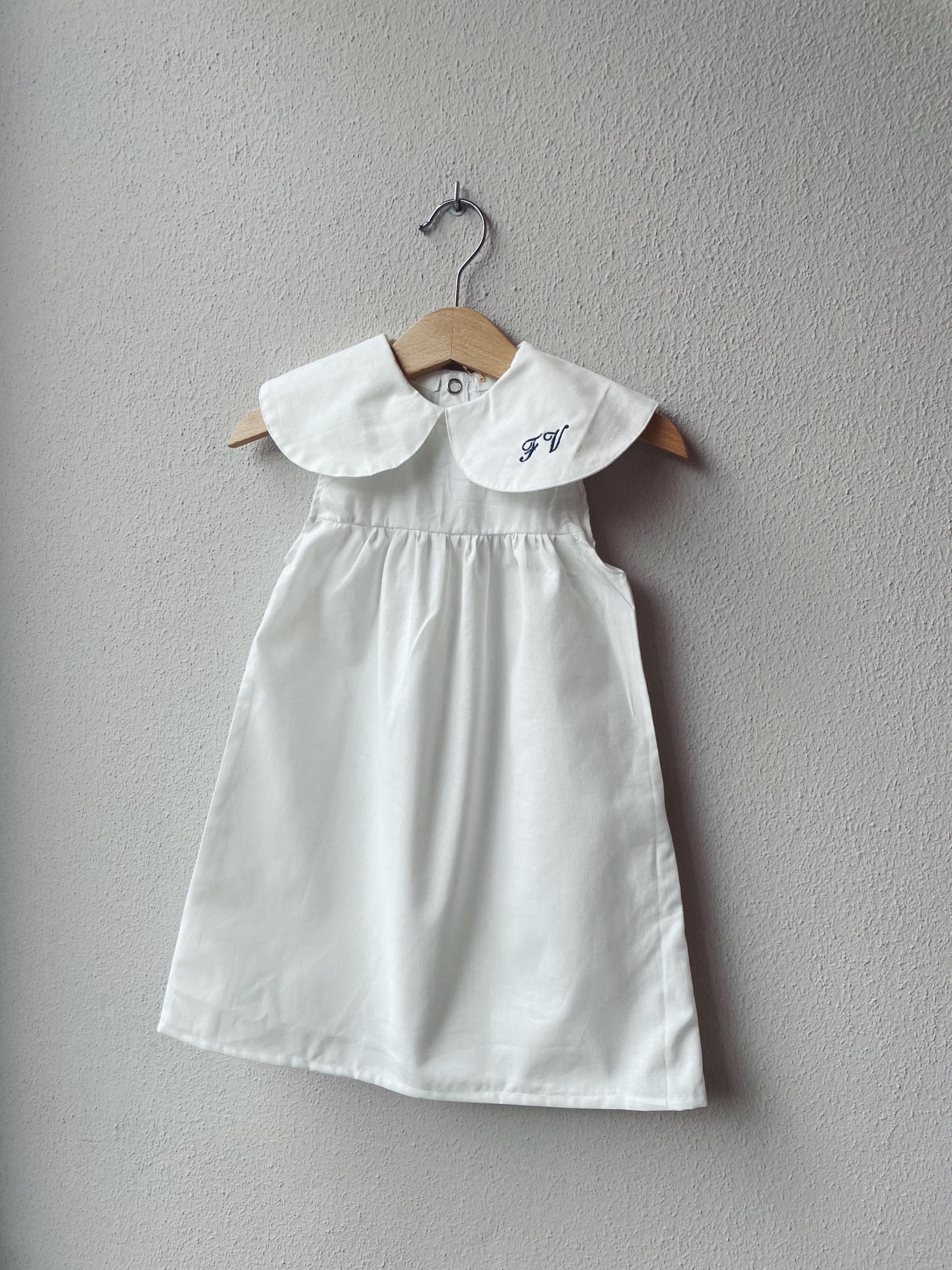VESTITO MAXI COLLETTO IN COTONE TINTA UNITA